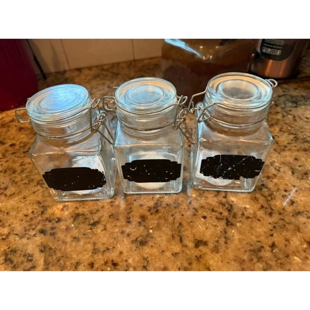 Set x3 Decorative Clear Glass Jars